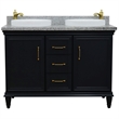 49 in. Double Wooden Vanity Dark Gray with Gray Granite Rectangle Sink