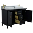 49 in. Double Wooden Vanity Dark Gray with Gray Granite Rectangle Sink