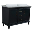 49 in. Double Wooden Vanity Dark Gray with Gray Granite Rectangle Sink