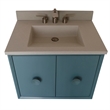 31 in. Single Wooden Vanity  Aqua Blue with White Concrete Top Rectangle Sink