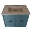 31 in. Single Wooden Vanity  Aqua Blue with White Concrete Top Rectangle Sink