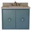 31 in. Single Wooden Vanity  Aqua Blue with White Concrete Top Rectangle Sink
