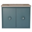 31 in. Single Wooden Vanity  Aqua Blue with White Concrete Top Rectangle Sink