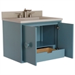 31 in. Single Wooden Vanity  Aqua Blue with White Concrete Top Rectangle Sink