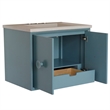 31 in. Single Wooden Vanity  Aqua Blue with White Concrete Top Rectangle Sink