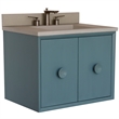 31 in. Single Wooden Vanity  Aqua Blue with White Concrete Top Rectangle Sink