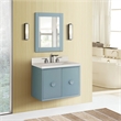 31 in. Single Wooden Vanity  Aqua Blue with White Concrete Top Rectangle Sink