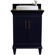25 in. Single Wooden Vanity  Blue with Black Galaxy Rectangle Sink