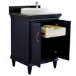 25 in. Single Wooden Vanity  Blue with Black Galaxy Rectangle Sink