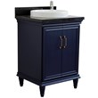 25 in. Single Wooden Vanity  Blue with Black Galaxy Rectangle Sink