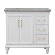 37 in. Single Wooden Vanity  White Gray Granite Oval Left Door.Left Sink