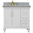 37 in. Single Wooden Vanity  White Gray Granite Oval Left Door.Left Sink