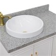 37 in. Single Wooden Vanity  White Gray Granite Round Left Door.Left Sink