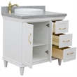 37 in. Single Wooden Vanity  White Gray Granite Round Left Door.Left Sink