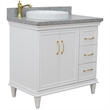 37 in. Single Wooden Vanity  White Gray Granite Round Left Door.Left Sink