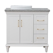 37 in. Single Wooden Vanity  White Gray Granite Round Left Door.Left Sink