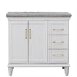 37 in. Single Wooden Vanity  White Gray Granite Rectangle Left Door.Left Sink