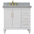 37 in. Single Wooden Vanity  White Gray Granite Rectangle Left Door.Left Sink