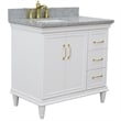 37 in. Single Wooden Vanity  White Gray Granite Rectangle Left Door.Left Sink