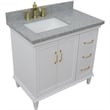 37 in. Single Wooden Vanity  White Gray Granite Rectangle Left Door.Left Sink