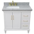 37 in. Single Wooden Vanity  White Gray Granite Rectangle Left Door.Left Sink
