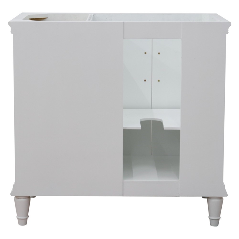 37 in. Single Wooden Vanity  White Gray Granite Rectangle Left Door.Left Sink