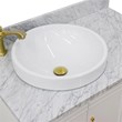 37 in. Single Wooden Vanity  White White Carrara Round Left Door.Left Sink