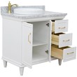 37 in. Single Wooden Vanity  White White Carrara Round Left Door.Left Sink