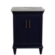 25 in. Single Wooden Vanity  Blue with Gray Granite Oval Sink