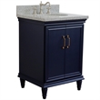 25 in. Single Wooden Vanity  Blue with Gray Granite Oval Sink