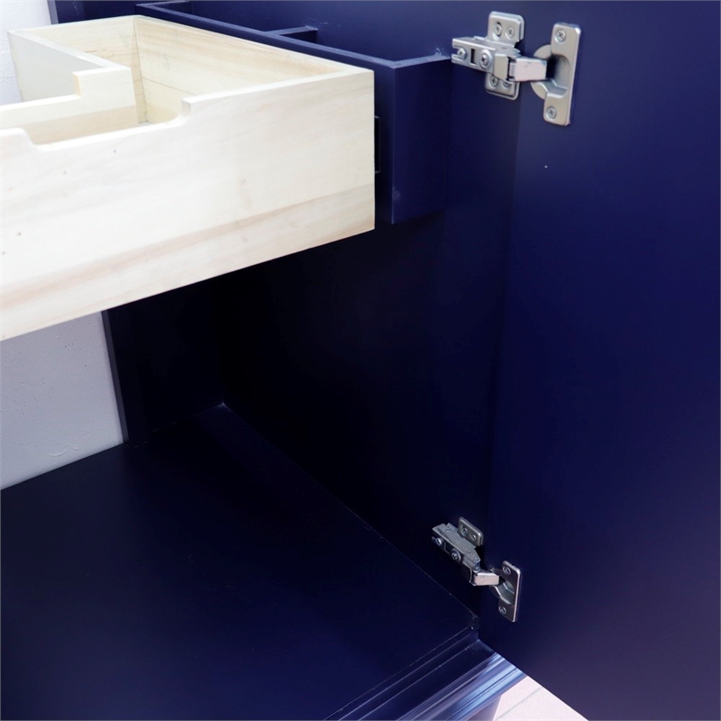 25 in. Single Wooden Vanity  Blue with Gray Granite Oval Sink