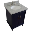 25 in. Single Wooden Vanity  Blue with Gray Granite Oval Sink