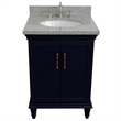 25 in. Single Wooden Vanity  Blue with Gray Granite Oval Sink