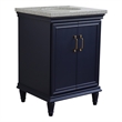 25 in. Single Wooden Vanity  Blue with Gray Granite Oval Sink