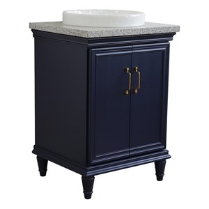 25 in. Single Wooden Vanity  Blue with Gray Granite Rectangle Sink