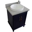 25 in. Single Wooden Vanity  Blue with Gray Granite Round Sink