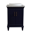 25 in. Single Wooden Vanity  Blue with Gray Granite Round Sink