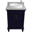 25 in. Single Wooden Vanity  Blue with Gray Granite Round Sink