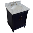 25 in. Single Wooden Vanity  Blue with White Carrara Oval Sink