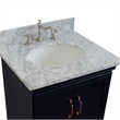 25 in. Single Wooden Vanity  Blue with White Carrara Oval Sink