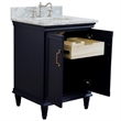 25 in. Single Wooden Vanity  Blue with White Carrara Oval Sink