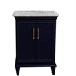 25 in. Single Wooden Vanity  Blue with White Carrara Oval Sink