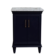 25 in. Single Wooden Vanity  Blue with White Carrara Rectangle Sink