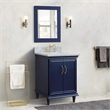 25 in. Single Wooden Vanity  Blue with White Carrara Rectangle Sink