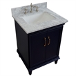 25 in. Single Wooden Vanity  Blue with White Carrara Rectangle Sink