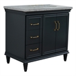 37 in. Single Wooden Vanity  Dark Gray Gray Granite Oval Right Door.Right Sink