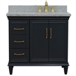 37 in. Single Wooden Vanity  Dark Gray Gray Granite Oval Right Door.Right Sink