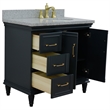 37 in. Single Wooden Vanity  Dark Gray Gray Granite Oval Right Door.Right Sink