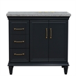 37 in. Single Wooden Vanity  Dark Gray Gray Granite Oval Right Door.Right Sink