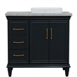 37 in. Single Wooden Vanity  Dark Gray Gray Granite Round Right Door.Right Sink